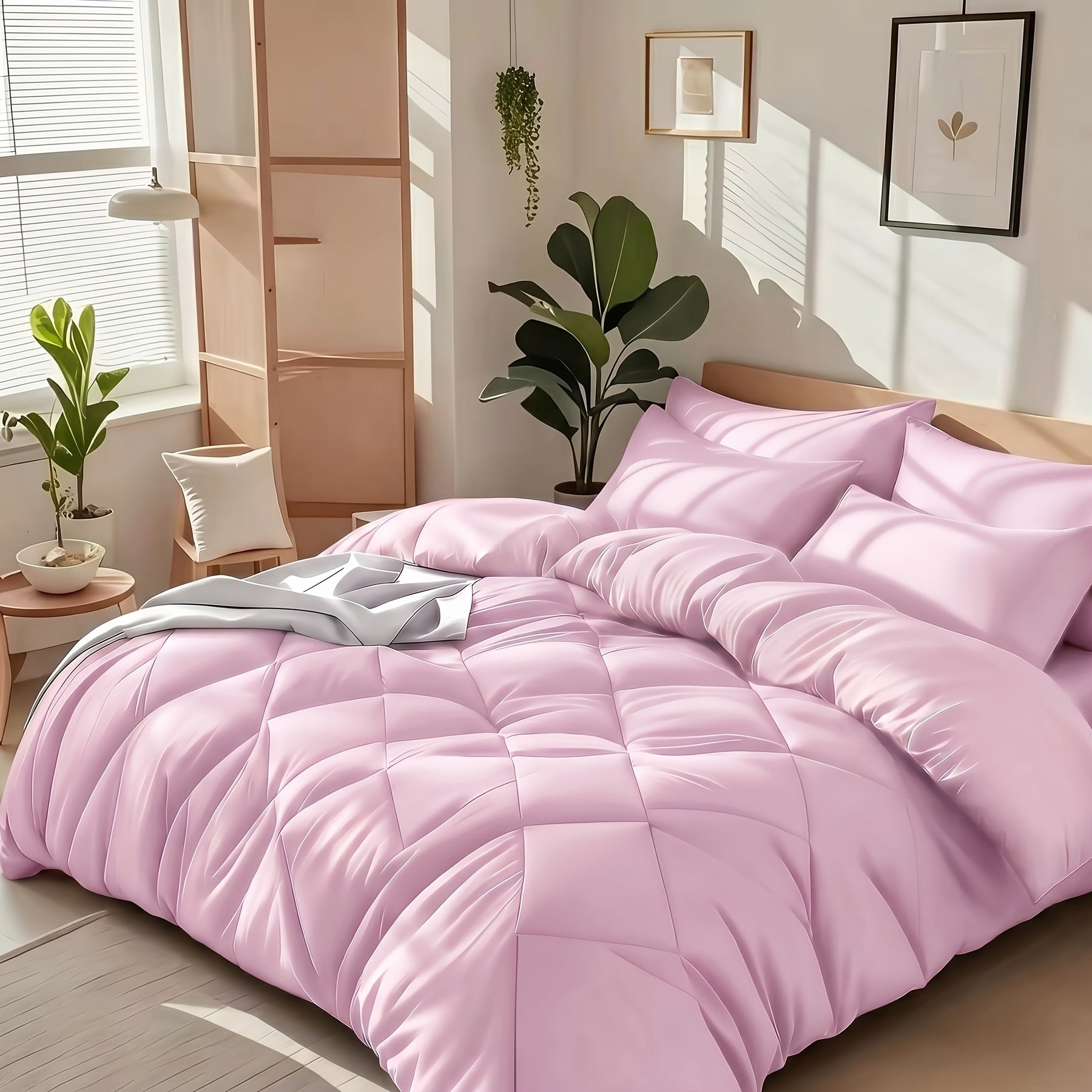 Bedhacker lightweight diamond-quilted comforter set in Blush Pink