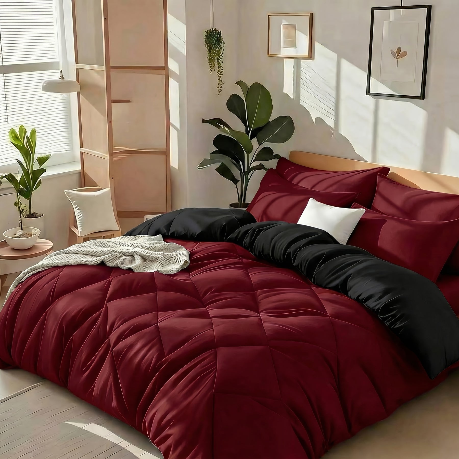 Bedhacker lightweight diamond-quilted comforter set in Burgundy