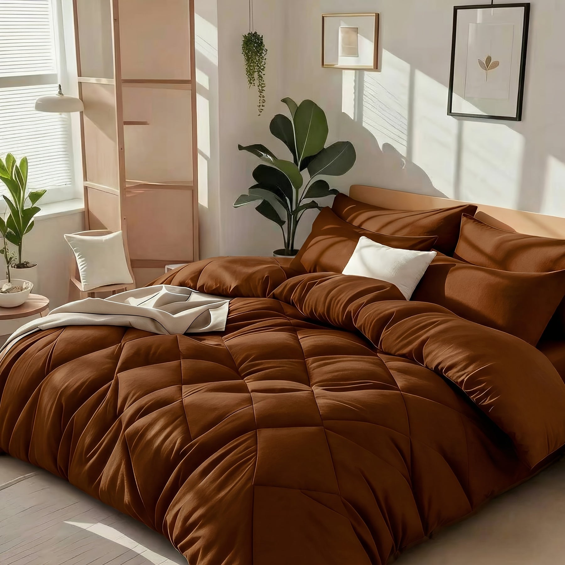Bedhacker lightweight diamond-quilted comforter set in Dark Brown