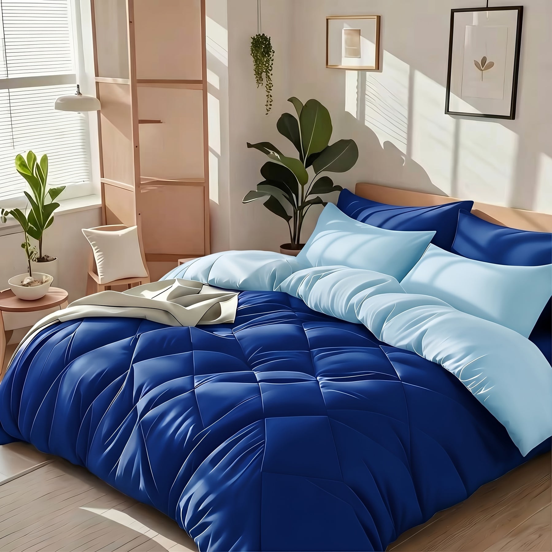 Bedhacker lightweight diamond-quilted comforter set in Deep Blue