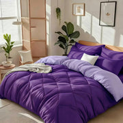 Bedhacker lightweight diamond-quilted comforter set in Deep Purple + Pearl Purple