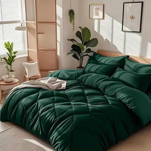 Bedhacker lightweight diamond-quilted comforter set in Forest Green