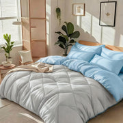 Bedhacker lightweight diamond-quilted comforter set in Light Gray + Blue