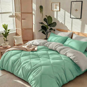 Bedhacker lightweight diamond-quilted comforter set in Light Green + Gray