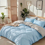 Bedhacker lightweight diamond-quilted comforter set in Sky Blue + Gray
