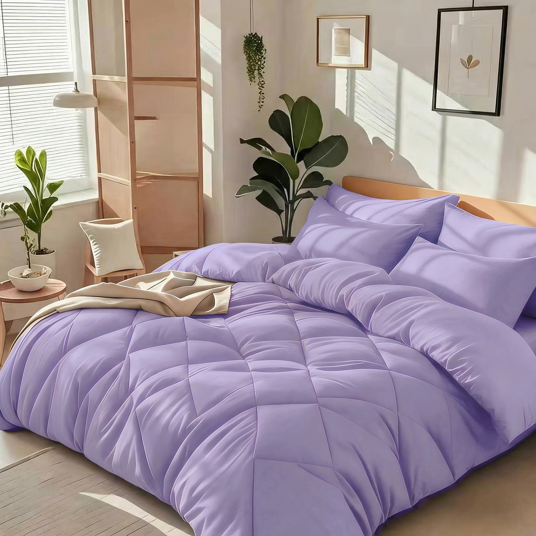 Bedhacker lightweight diamond-quilted comforter set in Taro Purple