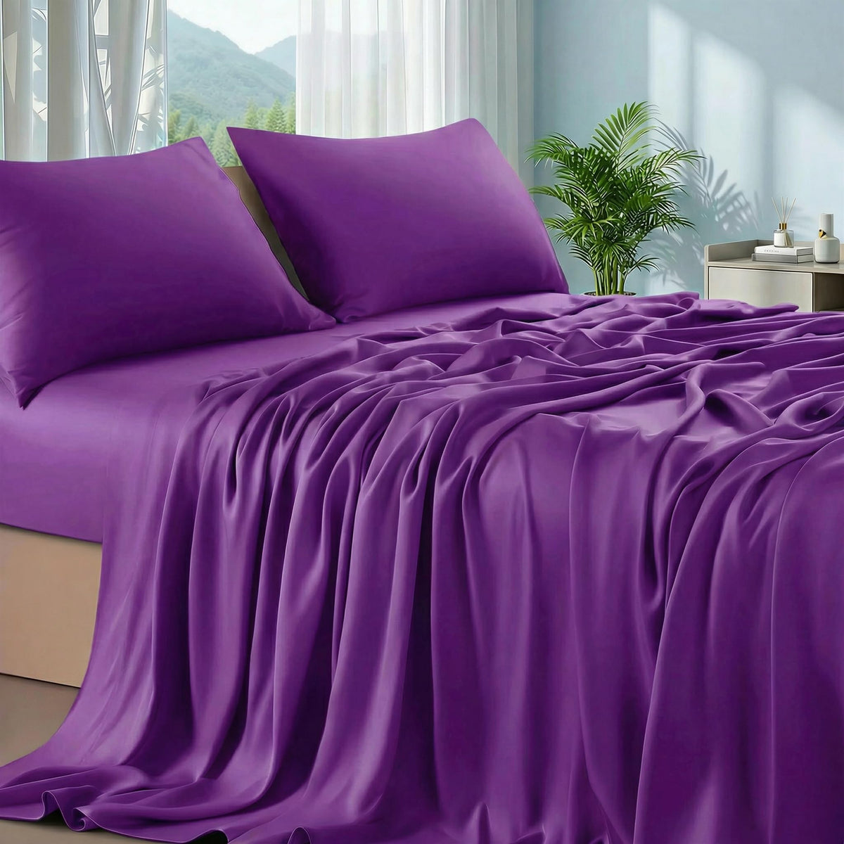 Cooling & Breathable 4-Piece Sheet Set - Purple Queen