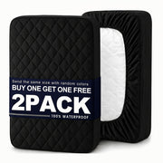 Bedhacker two-pack waterproof mattress protectors in black plus assorted