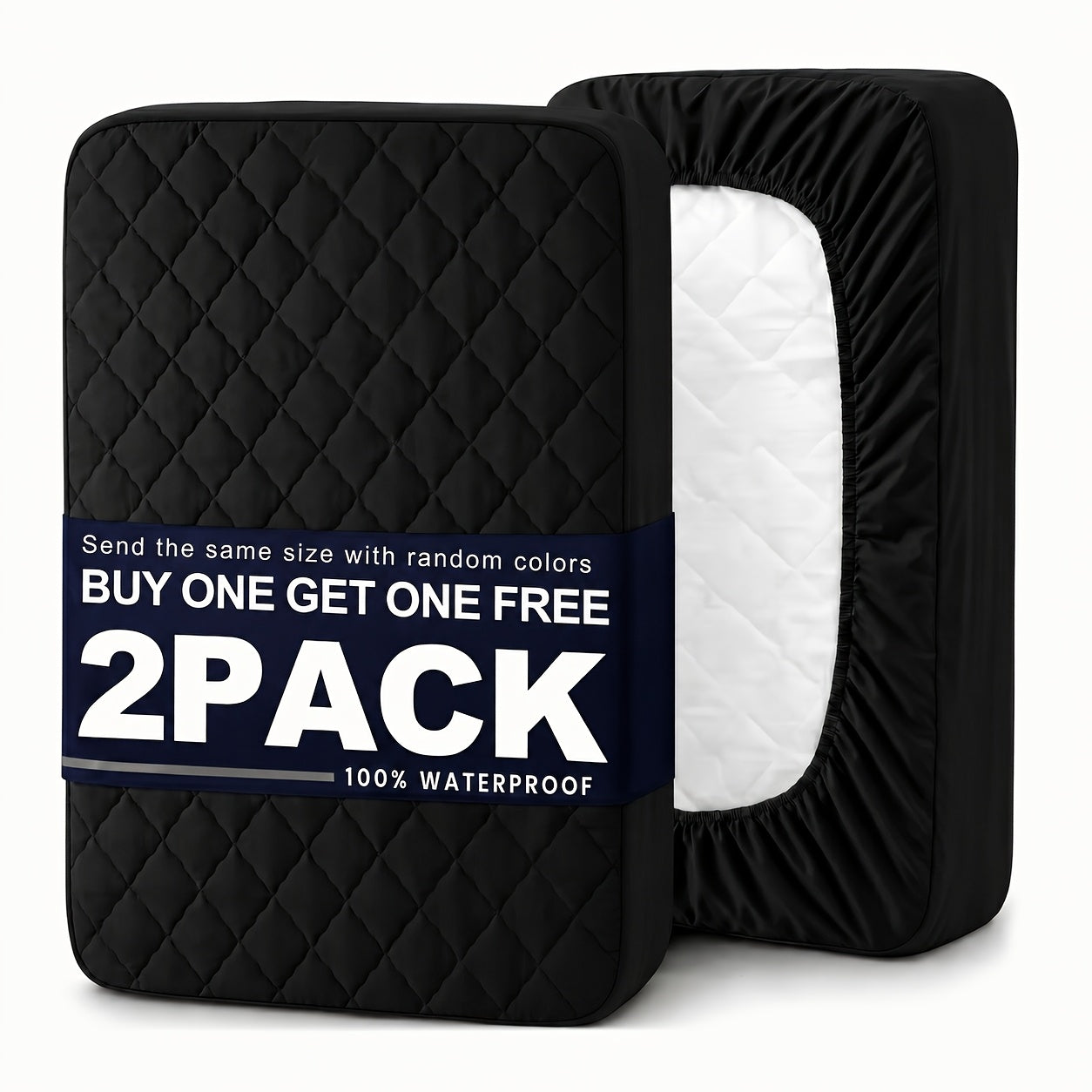 Bedhacker two-pack waterproof mattress protectors in black plus assorted