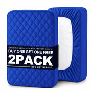 Bedhacker two-pack waterproof mattress protectors in blue plus assorted