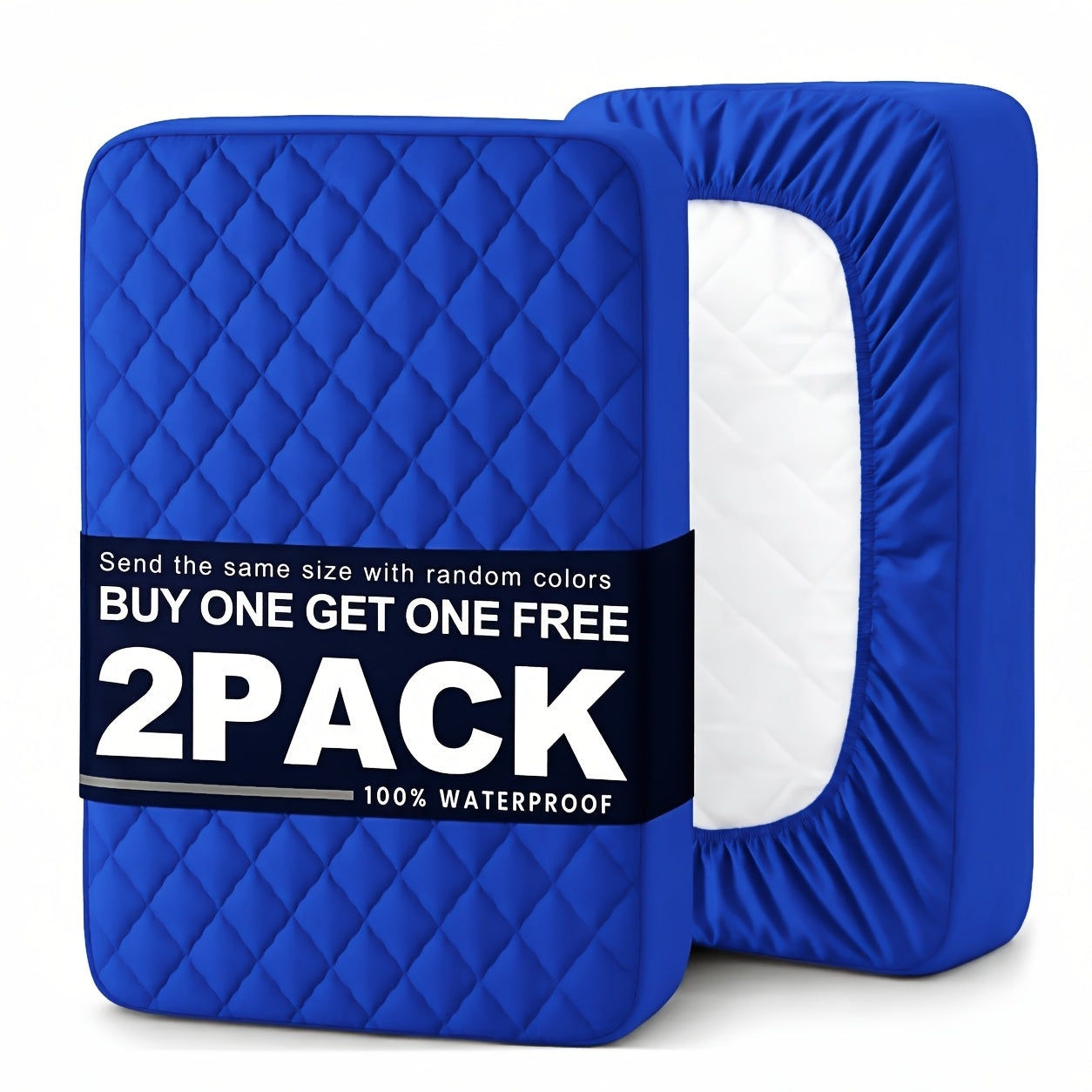 Bedhacker two-pack waterproof mattress protectors in blue plus assorted