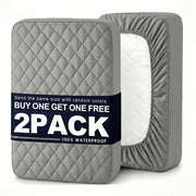 Bedhacker two-pack waterproof mattress protectors in gray plus assorted