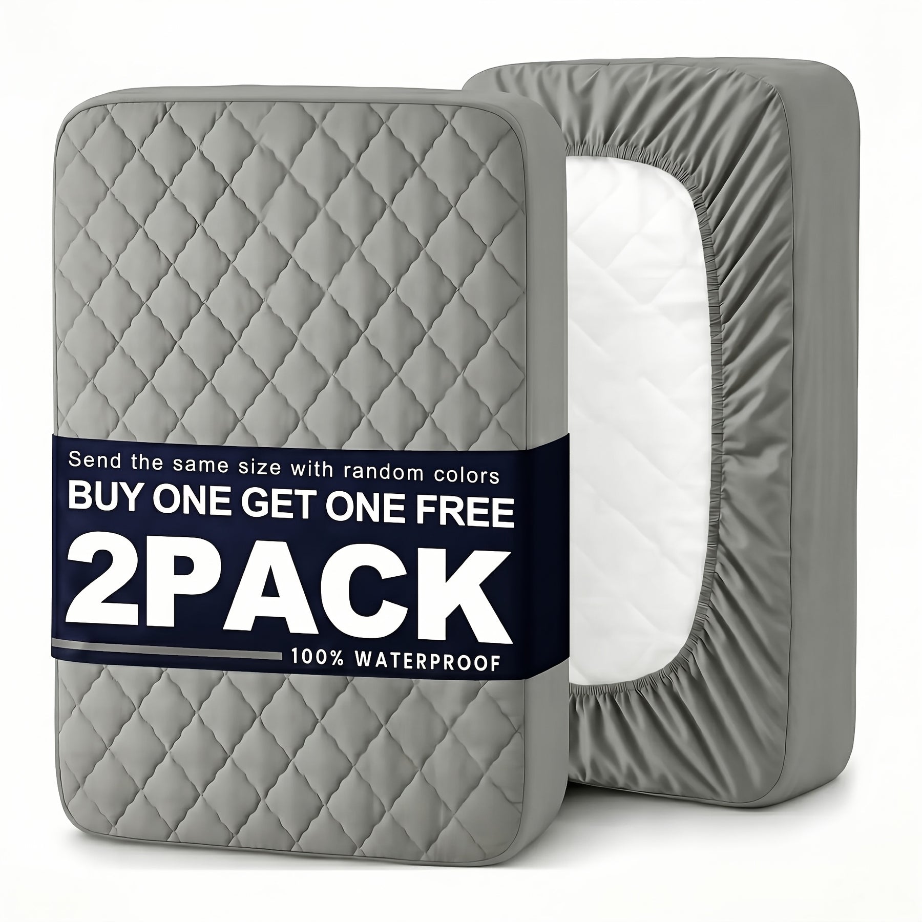 Bedhacker two-pack waterproof mattress protectors in gray plus assorted