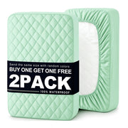 Bedhacker two-pack waterproof mattress protectors in green plus assorted