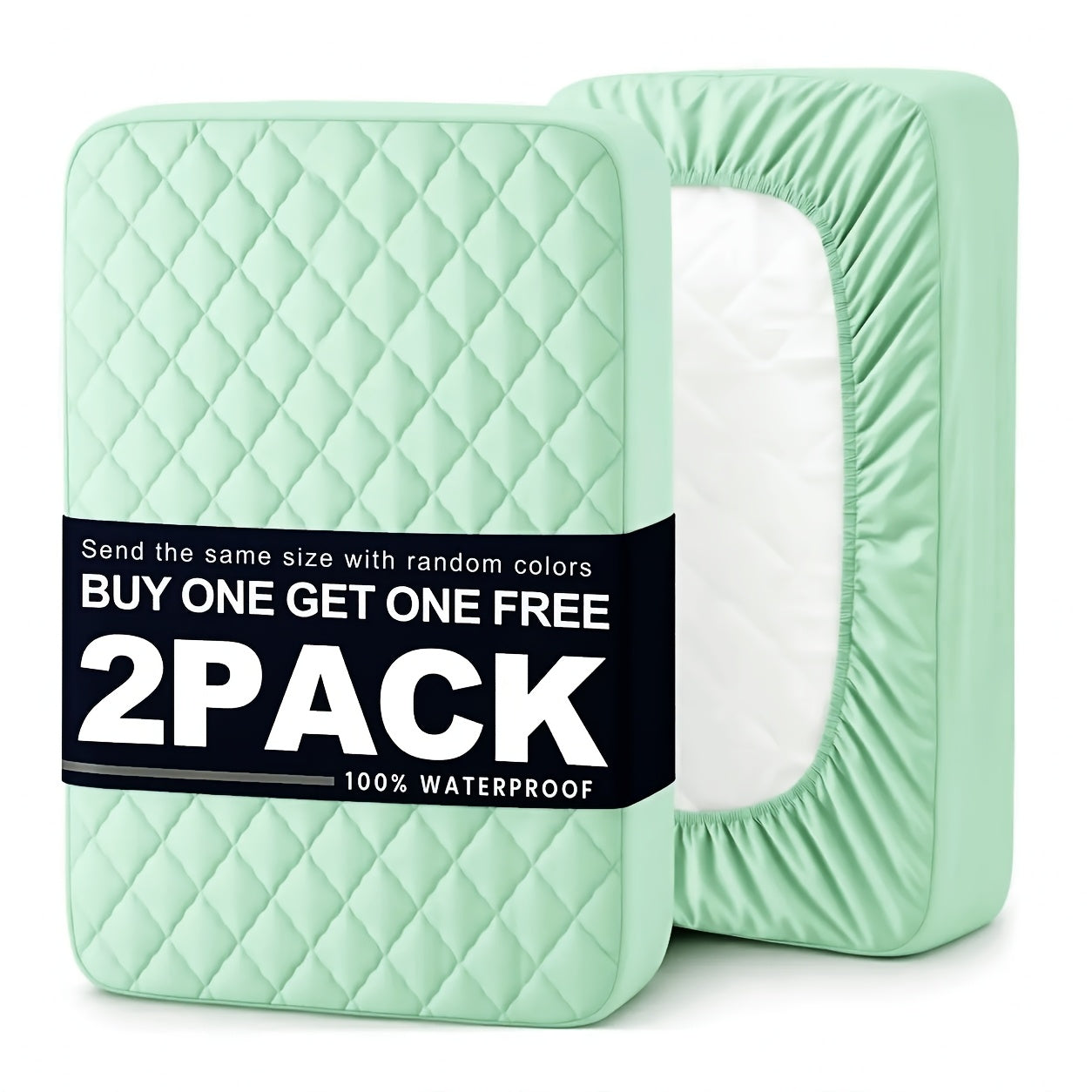 Bedhacker two-pack waterproof mattress protectors in green plus assorted