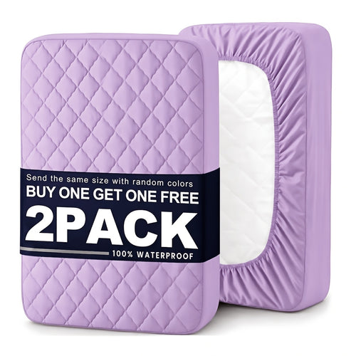 Bedhacker two-pack waterproof mattress protectors in light purple plus assorted