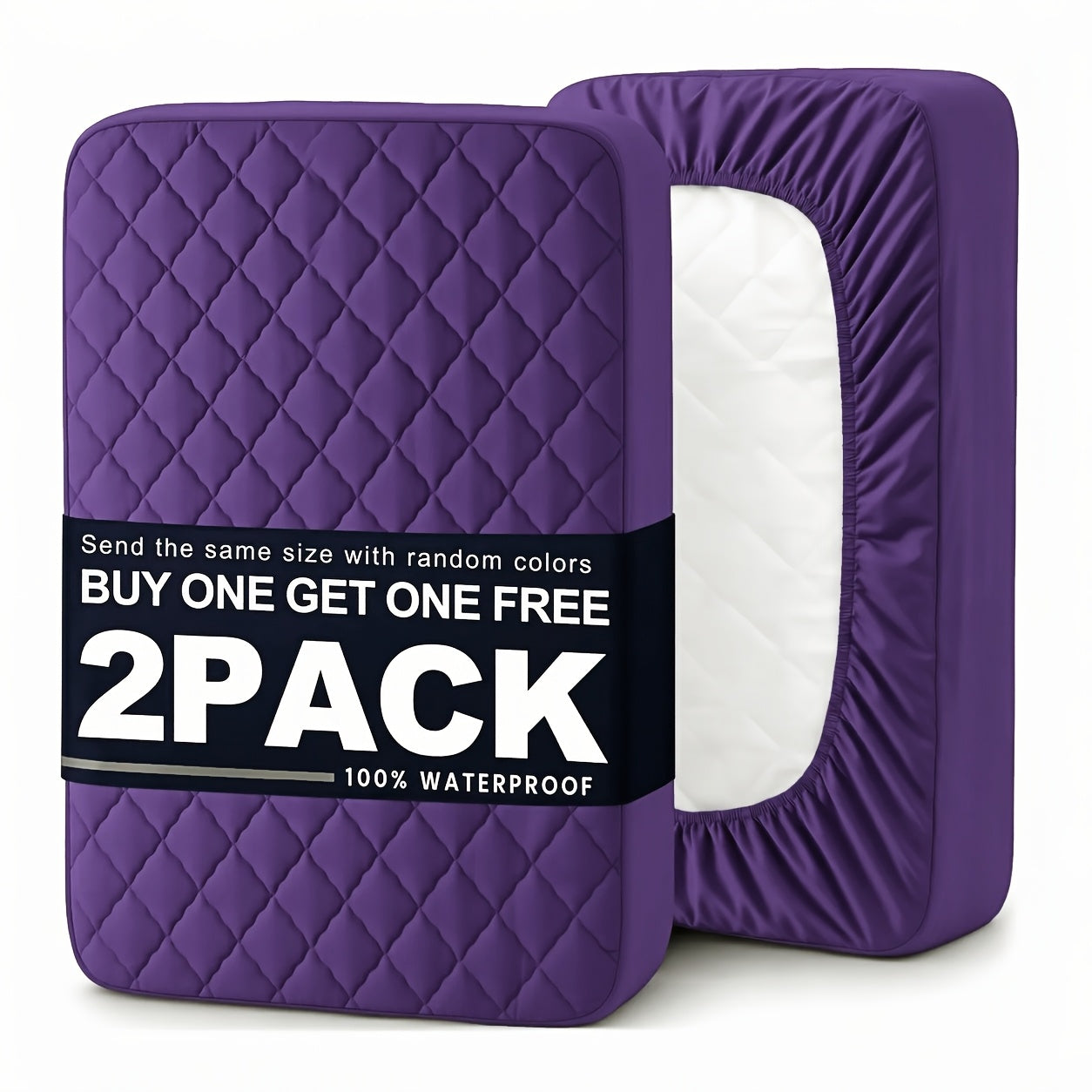 Bedhacker two-pack waterproof mattress protectors in purple plus assorted