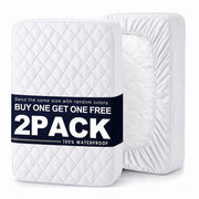 Bedhacker two-pack waterproof mattress protectors in white plus assorted